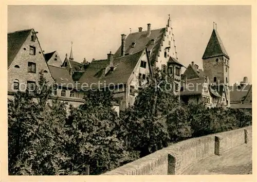 Ulm Donau Stadtmauer und Metzgerturm Kat. Ulm