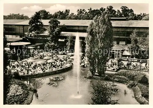 Hannover Messegelaende Gartencafe mit Blick auf Halle 3 Kat. Hannover