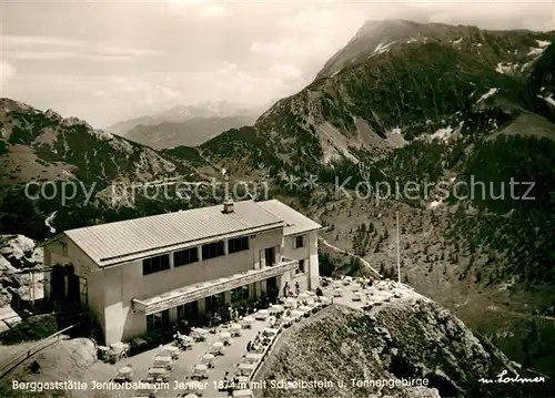 Jenner Berchtesgaden Berggaststaette Jennerbahn mit Schneibstein und Tennengebirge Kat. Berchtesgaden