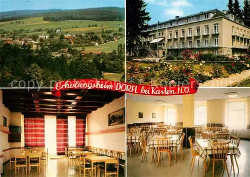 AK / Ansichtskarte Kasten Boeheimkirchen Sommerfrische Erholungsheim Doerfl Aufenthaltsraum Speisesaal Kat. Kasten bei Boeheimkirchen