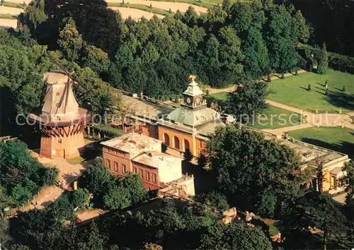 AK / Ansichtskarte Potsdam Sanssouci Schloss Park Historische Muehle Fliegeraufnahme Kat. Potsdam