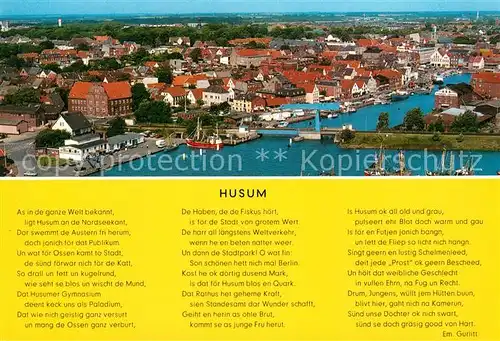 Husum Nordfriesland Hafen Stadtpanorama Fliegeraufnahme Gedicht Kat. Husum