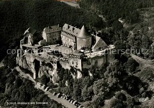 AK / Ansichtskarte Waldeck Edersee Schloss Fliegeraufnahme