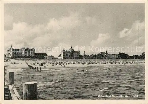 AK / Ansichtskarte Zinnowitz Ostseebad Weststrand Promenade