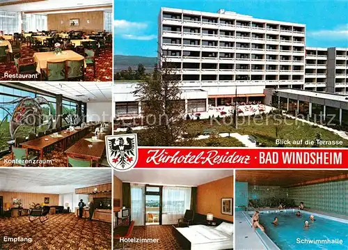 AK / Ansichtskarte Bad Windsheim Kurhotel Residenz Restaurant Konferenzraum Empfang Hotelzimmer Schwimmhalle Kat. Bad Windsheim