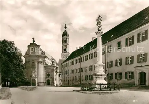 AK / Ansichtskarte Ochsenhausen Ehemalige Benediktiner Reichsabtei Kloster Kirche Mariensaeule Kat. Ochsenhausen