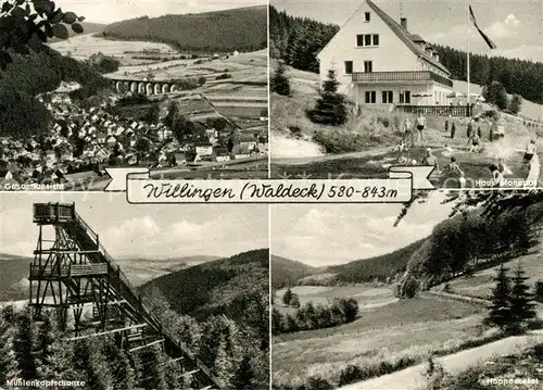 AK / Ansichtskarte Willingen Sauerland Gesamtansicht Viadukt Haus Monopol Muehlenkopfschanze Skispringen Landschaftspanorama Hoppecketal Kat. Willingen (Upland)