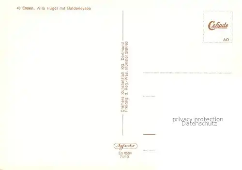 AK / Ansichtskarte Essen Ruhr Villa Huetel mit Baldeneysee Fliegeraufnahme Kat. Essen