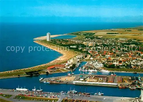 AK / Ansichtskarte Buesum Nordseebad Fliegeraufnahme Hafen Hotel Strand Kat. Buesum