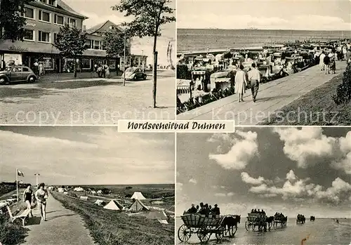 AK / Ansichtskarte Duhnen Nordsee Promenade Strand Wattwagen Kat. Cuxhaven