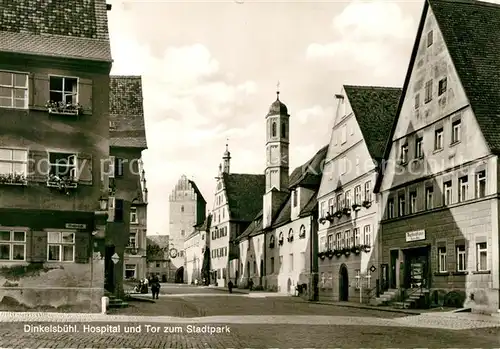 AK / Ansichtskarte Dinkelsbuehl Hospital und Tor zum Stadtpark Kat. Dinkelsbuehl