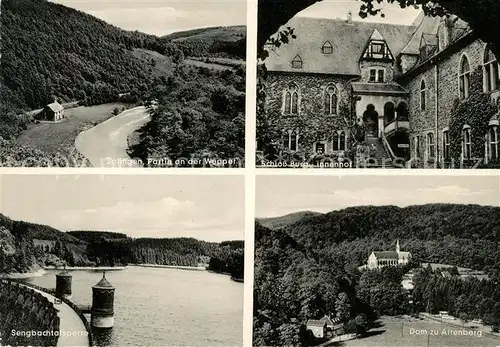 AK / Ansichtskarte Solingen Landschaftspanorama Wupper Schloss Burg Innenhof Sengbachtalsperre Dom zu Altenberg Solingen Kat. Solingen