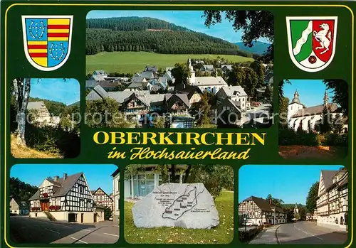 AK / Ansichtskarte Oberkirchen Sauerland Kirche Panorama Fachwerk Oberkirchen Sauerland Kat. Schmallenberg