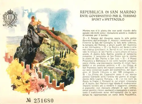 AK / Ansichtskarte San Marino Repubblica Panorama Burgen Museumspass San Marino Repubblica