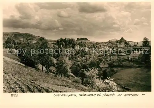 AK / Ansichtskarte Reinhardtsdorf Schoena Panorama mit Zirkelstein und Kaiserkrone Elbsandsteingebirge Reinhardtsdorf Schoena Kat. Reinhardtsdorf Schoena