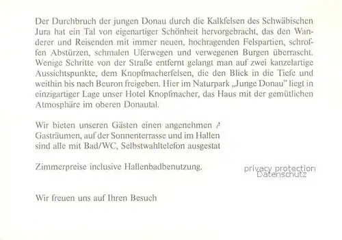 AK / Ansichtskarte Fridingen Donau Hotel Berghaus Knopfmacher Schwimmbad Fridingen Donau Kat. Fridingen an der Donau