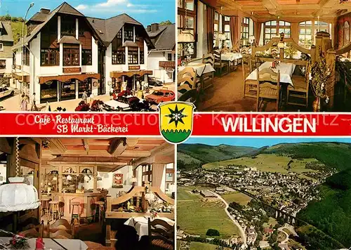 AK / Ansichtskarte Willingen Sauerland Cafe Restaurant SB Markt Baeckerei Fliegeraufnahme Willingen Sauerland Kat. Willingen (Upland)