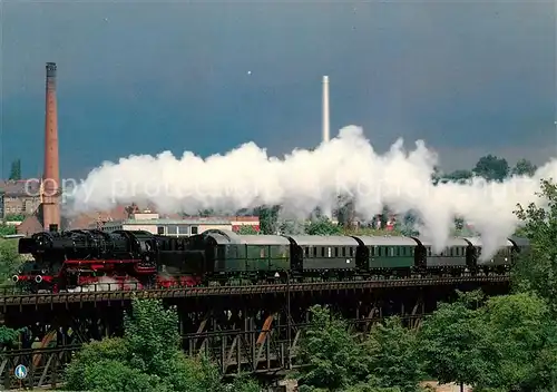 AK / Ansichtskarte Eisenbahn Dampf Gueterzuglokomotive 50 622 Deutsche Bundesbahn Woerther See Eisenbahnbruecke  Eisenbahn Kat. Eisenbahn