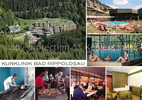 AK / Ansichtskarte Bad Rippoldsau Schwarzwald Kurklinik Kurmittelhaus Sanatorium Hallenbad Freibad Restaurant Kuranwendung Bad Rippoldsau Kat. Bad Rippoldsau Schapbach