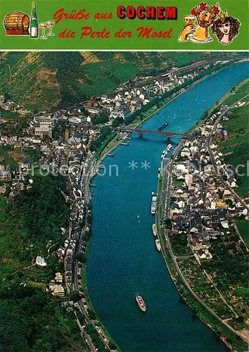 Cochem Mosel Fliegeraufnahme Bruecke Cochem Mosel Kat. Cochem