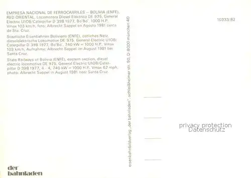 Eisenbahn Empresa Nacional de Ferrocarriles Bolivia Santa Cruz Eisenbahn Kat. Eisenbahn