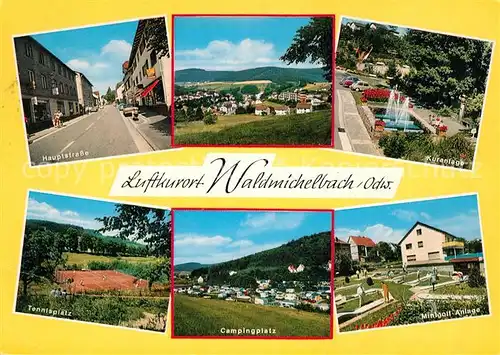 AK / Ansichtskarte Waldmichelbach Hauptstrasse Tennisplatz Campingplatz Minigolf Anlage Waldmichelbach Kat. Wald Michelbach