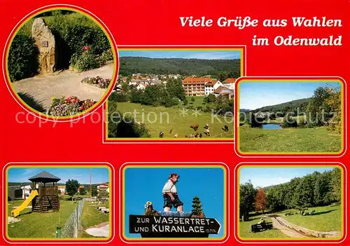 AK / Ansichtskarte Wahlen Odenwald Gedenkstein Kinderspielplatz Landschaftspanorama Wegweiser Wahlen Odenwald Kat. Grasellenbach