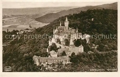 AK / Ansichtskarte Wernigerode Harz Schloss Fliegeraufnahme Wernigerode Harz Kat. Wernigerode