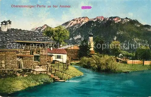 AK / Ansichtskarte Oberammergau Partie an der Ammer Oberammergau Kat. Oberammergau