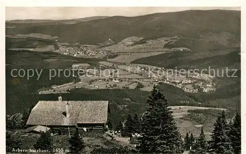 AK / Ansichtskarte Arberschutzhaus mit Blick nach Bayer und Boehm Eisenstein Arberschutzhaus Kat. Grosser Arber Bayerisch Eisenstein