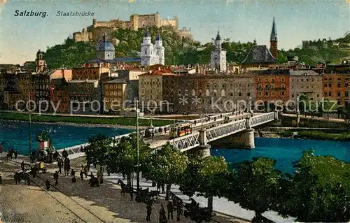 AK / Ansichtskarte Salzburg Oesterreich Staatsbruecke Festung Salzburg Oesterreich Kat. Salzburg