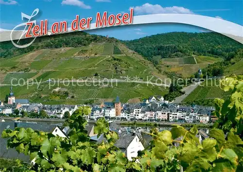 AK / Ansichtskarte Zell Mosel Panorama Blick ueber die Mosel Weinberge Zell Mosel Kat. Zell (Mosel)