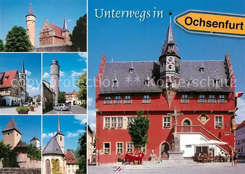 AK / Ansichtskarte Ochsenfurt Rathaus Stadtturm Kirche  Ochsenfurt Kat. Ochsenfurt