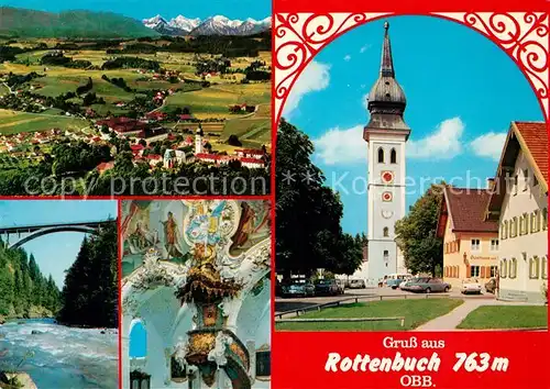 Rottenbuch Oberbayern Fliegeraufnahme Ammer Bruecke Klosterkirche Kanzel Rottenbuch Oberbayern Kat. Rottenbuch