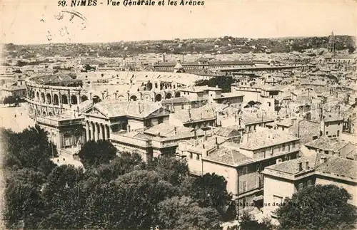 Nimes Vue generale et les Arenes Nimes Kat. Nimes