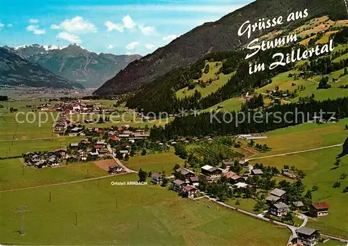 AK / Ansichtskarte Stumm_Zillertal Sommer  und Wintererholungsort Alpenpanorama Fliegeraufnahme Stumm Zillertal Kat. Stumm