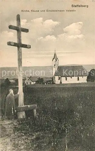 AK / Ansichtskarte Staffelberg Kirche Klause und Einsiedelmann Valentin Kreuz Staffelberg Kat. Bad Staffelstein