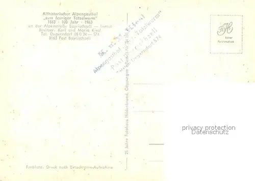 AK / Ansichtskarte Bayrischzell Alpengasthof zum feuriger Tatzelwurm Bayrischzell Kat. Bayrischzell