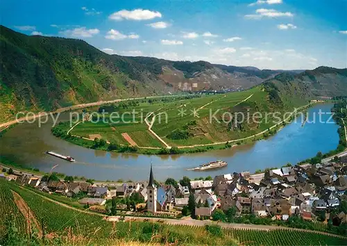 AK / Ansichtskarte Bremm_Mosel Grosse Moselschleife Blick auf den Calmont Klosterruine Stuben und den Petersberg Bremm Mosel