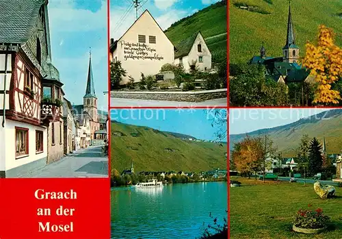 AK / Ansichtskarte Graach_Mosel Teilansichten Strassenpartie Kirche Partie an der Mosel Cornely Karte Nr 14.741 Graach Mosel Kat. Graach an der Mosel