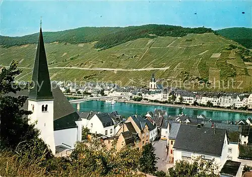 AK / Ansichtskarte Kaimt Ortsansicht mit Kirche Blick ueber die Mosel Weinberge Kaimt Kat. Zell (Mosel)