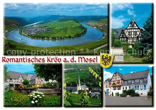 AK / Ansichtskarte Kroev_Mosel Panorama Moseltal Moselschleife Dreigiebelhaus Fachwerkhaus Kirche Kroev_Mosel Kat. Kroev