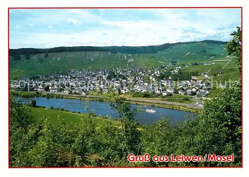 AK / Ansichtskarte Leiwen_Mosel Panorama Blick ueber die Mosel Weinberge Leiwen Mosel