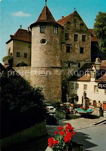 AK / Ansichtskarte Meersburg_Bodensee Altes Schloss mit Baerenbrunnen Meersburg Bodensee Kat. Meersburg