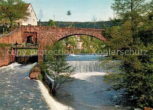 AK / Ansichtskarte Dillweissenstein Steinerne Bruecke ueber die Nagold Wasserfall Dillweissenstein Kat. Pforzheim