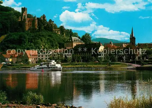 AK / Ansichtskarte Wertheim_Main Blick ueber den Main zur Stadt Burg Ausflugsdampfer Wertheim Main Kat. Wertheim