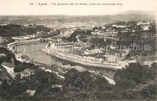 AK / Ansichtskarte Lyon_France Panorama Bruecken Restaurant Gay Lyon France Kat. Lyon