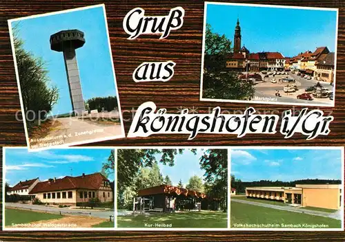 AK / Ansichtskarte Bad_Koenigshofen Aussichtsturm Zonengrenze Trappstedt Marktplatz Kurheilbad Volkshochschulheim Sambach Waldgaststaette Bad_Koenigshofen Kat. Bad Koenigshofen i. Grabf.