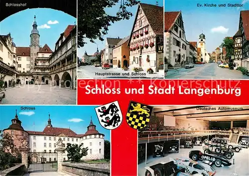 AK / Ansichtskarte Langenburg_Wuerttemberg Schloss und Stadt Deutsches Automuseum Stadttor Langenburg Wuerttemberg Kat. Langenburg