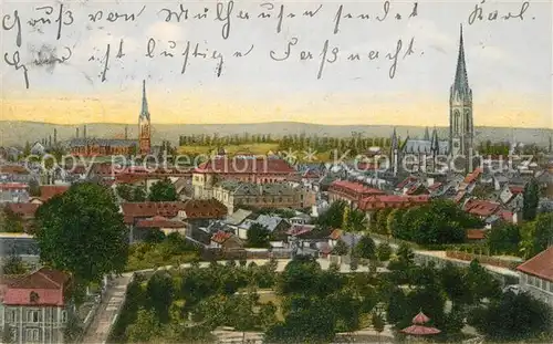 AK / Ansichtskarte Muelhausen_Elsass Panorama mit Muenster Muelhausen Elsass Kat. Mulhouse